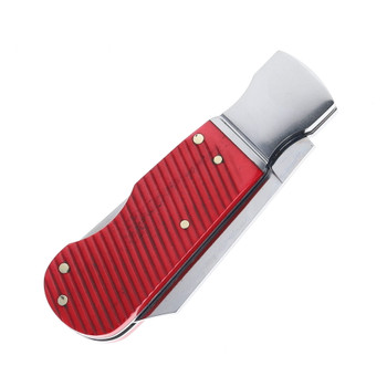 Finch Sugar House Pretty Boy Bloodline Folding Knife Red Sawcut Bone Handle 14C28N Clip Point Plain Edge Satin Finish