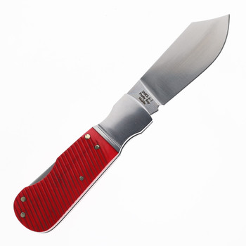Finch Sugar House Pretty Boy Bloodline Folding Knife Red Sawcut Bone Handle 14C28N Clip Point Plain Edge Satin Finish