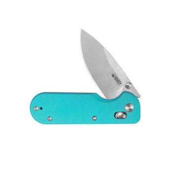 Kubey Bedrock Folding Knife Bright Blue G10 Handle D2 Drop Point Plain Edge Satin Finish KU505B