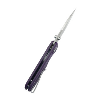 Kubey Bedrock Folding Knife Purple G10 Handle D2 Drop Point Plain Edge Satin Finish KU505C