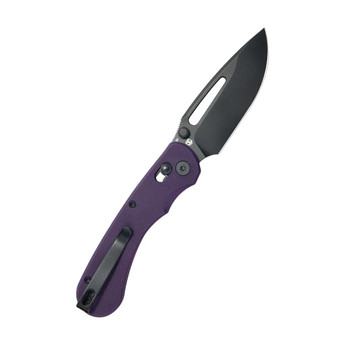 Kubey Stalker Folding Knife Black/Purple G10 Handle D2 Drop Point Plain Edge Blackwash Finish KU504D