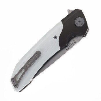 Maxace Goliath M07C Folding Knife White G10 Handle 4.33" Satin & Stonewashed SLD-Magic Blade M07C
