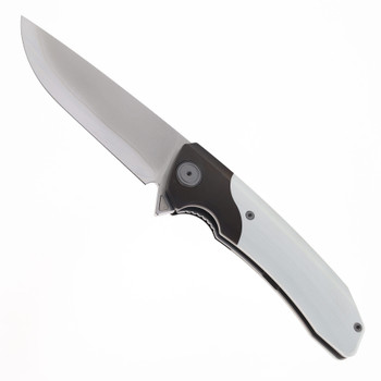 Maxace Goliath M07C Folding Knife White G10 Handle 4.33" Satin & Stonewashed SLD-Magic Blade M07C