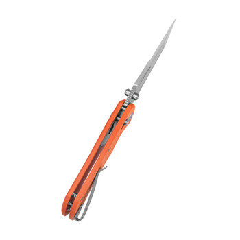 Kubey Tantorian Folding Knife Orange G10 Handle 14C28N Tanto Plain Edge Satin Finish KU433B