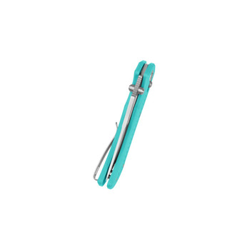 Kubey Tantorian Folding Knife Bright Blue G10 Handle 14C28N Tanto Plain Edge Satin Finish KU433C