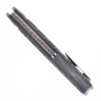 (No Box) Maxace Vortex Folding Knife Blue Carbon Fiber & Gray Titanium Handle 3.62" M390 Satin Blade M03D
