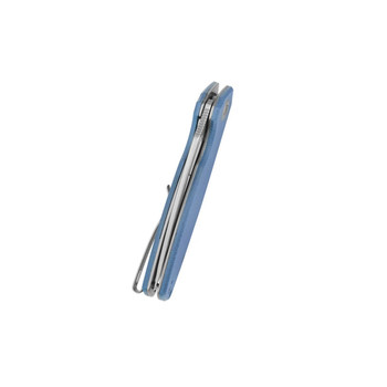 Kubey Tityus Folding Knife Blue Micarta Handle 14C28N Drop Point Plain Edge Bead Blast Finish KU322-1A