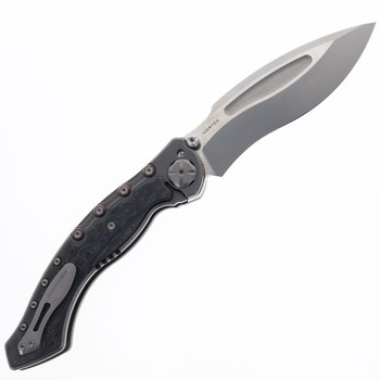 Maxace Vortex Folding Knife Gray Titanium & Carbon Fiber Handle 3.62" M390 Satin Blade M03A