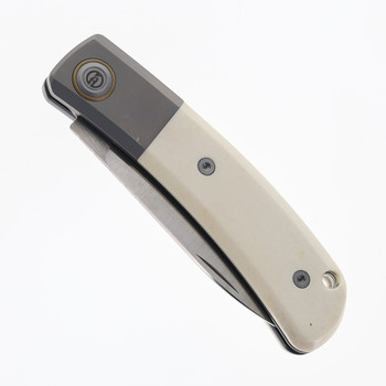 (No Box) Maxace Beetle-S Slip Joint Folding Knife Titanium/Bone Inlay Handle M390 Plain Edge MBTS01