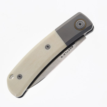 (No Box) Maxace Beetle-S Slip Joint Folding Knife Titanium/Bone Inlay Handle M390 Plain Edge MBTS01