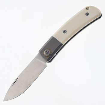(No Box) Maxace Beetle-S Slip Joint Folding Knife Titanium/Bone Inlay Handle M390 Plain Edge MBTS01