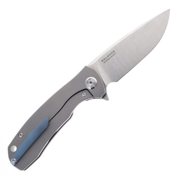(No Box) Maxace Balance 2021 Flipper Folding Knife Gray Titanium Handle M390 Drop Point Plain Edge MBL101