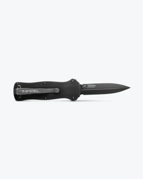 Benchmade Mini-Infidel Automatic OTF Knife Black Aluminum Handle Black D2 Double Edge Blade 3350BK