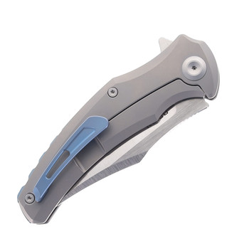 (No Box - Scratched) Maxace Orion Folding Knife Gray Titanium Handle Magnacut Plain Edge M23A