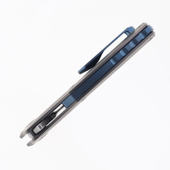 (No Box - Scratched) Maxace Orion Folding Knife Gray Titanium Handle Magnacut Plain Edge M23A