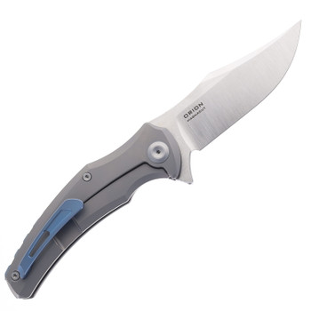 (No Box - Scratched) Maxace Orion Folding Knife Gray Titanium Handle Magnacut Plain Edge M23A