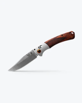 Benchmade Hunt Crooked River Axis Lock Folding Knife Stabilized Wood Handle with Aluminum Bolsters S30V Clip Point Blade 15080-2
