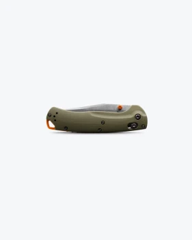 Benchmade Taggedout Axis Lock Folding Knife OD Green G10 Handle with Orange Hardware S45VN Satin Clip Point Blade 15536