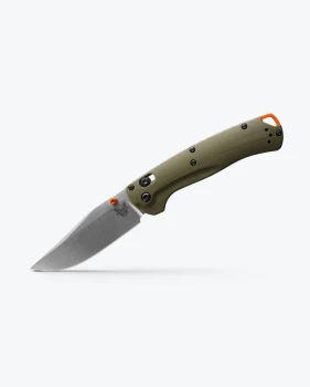 Benchmade Taggedout Axis Lock Folding Knife OD Green G10 Handle with Orange Hardware S45VN Satin Clip Point Blade 15536