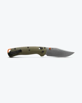 Benchmade Taggedout Axis Lock Folding Knife OD Green G10 Handle with Orange Hardware S45VN Satin Clip Point Blade 15536