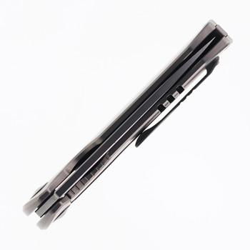 (No Box) Maxace Balance 10th Anniversary Folding Knife Gray Titanium Handle with Zirconium Inlay 3.54" M390 Satin Blade MM32-1-B