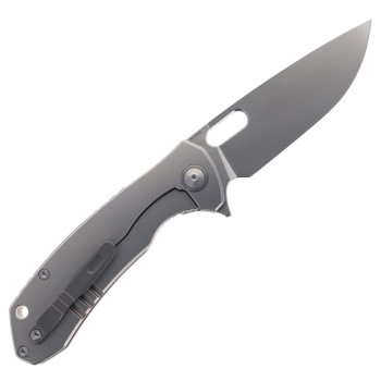 (No Box) Maxace Balance 10th Anniversary Folding Knife Gray Titanium Handle with Zirconium Inlay 3.54" M390 Satin Blade MM32-1-B