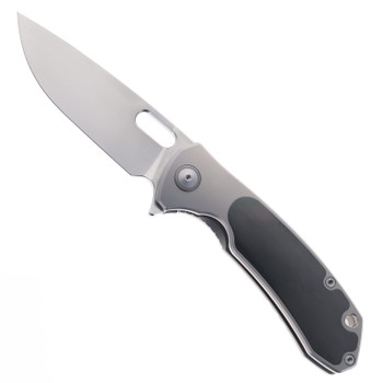 (No Box) Maxace Balance 10th Anniversary Folding Knife Gray Titanium Handle with Zirconium Inlay 3.54" M390 Satin Blade MM32-1-B