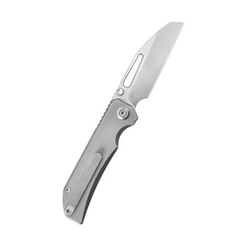 KB Venom Folding Knife Sandblast Titanium Handle S90V Plain Edge Belt Satin Finish KB435A-1