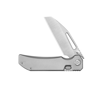KB Venom Folding Knife Sandblast Titanium Handle S90V Plain Edge Belt Satin Finish KB435A-1