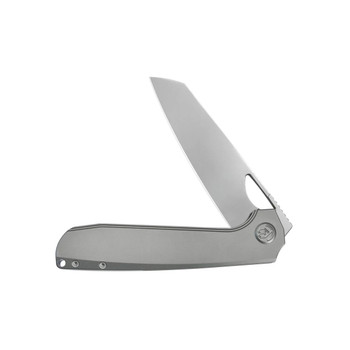 KB Elang Folding Knife Silver Titanium Handle S35VN Sheepsfoot Plain Edge Bead Blast Finish KB339A