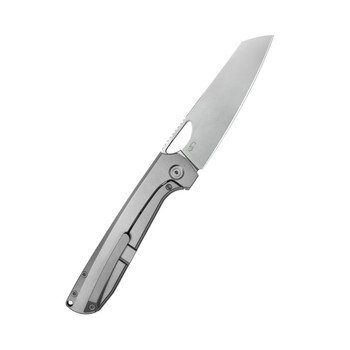 KB Elang Folding Knife Silver Titanium Handle S35VN Sheepsfoot Plain Edge Bead Blast Finish KB339A