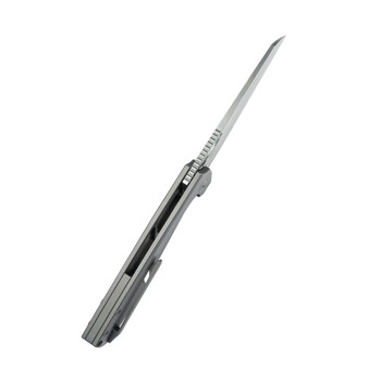 KB Elang Folding Knife Silver Titanium Handle S35VN Sheepsfoot Plain Edge Bead Blast Finish KB339A