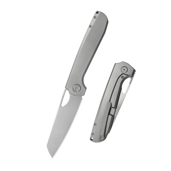 KB Elang Folding Knife Silver Titanium Handle S35VN Sheepsfoot Plain Edge Bead Blast Finish KB339A