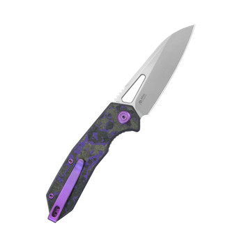 KB Vagrant Folding Knife Purple Flo Camo Carbon Fiber Handle M390 Sheepsfoot Plain Edge Bead Blast Finish KB291Z