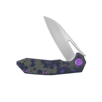 KB Vagrant Folding Knife Purple Flo Camo Carbon Fiber Handle M390 Sheepsfoot Plain Edge Bead Blast Finish KB291Z