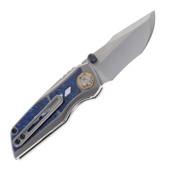 Spearhead Knives Requiem Mini Crimson Fox Folding Knife Zircuti, Mother of Pearl & Titanium Handle Satin M390 Blade