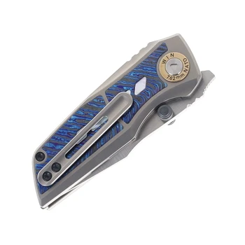 Spearhead Knives Requiem Mini Crimson Fox Folding Knife Zircuti, Mother of Pearl & Titanium Handle Satin M390 Blade