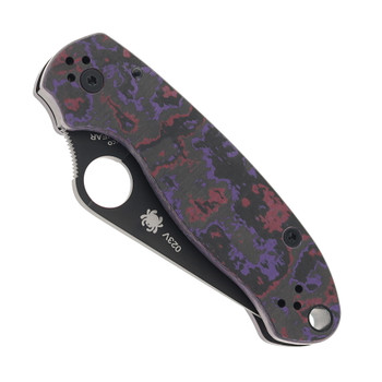Spyderco Para 3 Folding Knife Purple Haze FatCarbon Handle Black CPM CruWear Blade C223CFPHBKP