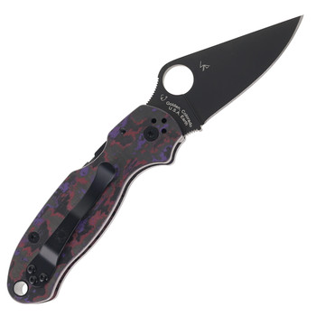 Spyderco Para 3 Folding Knife Purple Haze FatCarbon Handle Black CPM CruWear Blade C223CFPHBKP