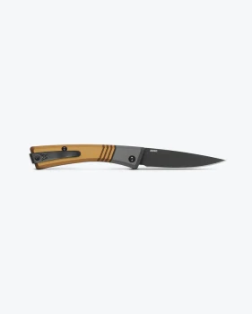Benchmade Successor Slipjoint Folding Knife M390 Burnt Brass Aluminum Handle Ash Gray Bolsters Black Cerakote Drop Point Blade 315BK-01
