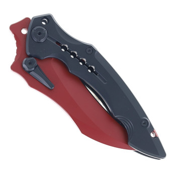 (No Box) Maxace Hela Folding Knife Black Titanium Handle M390 Plain Red Blade M20E