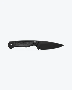 Benchmade Dacian Fixed Blade Knife Black Canvas Micarta Handle CPM MagnaCut Black Spear Point Blade 203BK-02
