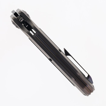 Ketuo Bratva Folding Knife Gray Titanium/Black Inlay Handle M390 Plain Edge Mirror Polish Finish Bratva MD