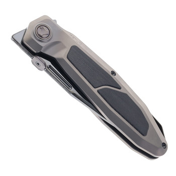 Ketuo Bratva Folding Knife Gray Titanium/Black Inlay Handle M390 Plain Edge Mirror Polish Finish Bratva MD