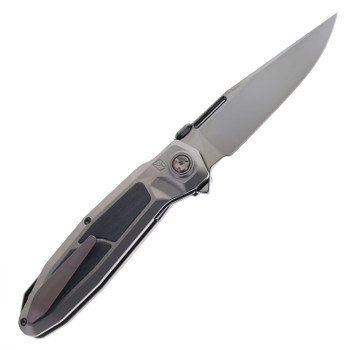 Ketuo Bratva Folding Knife Gray Titanium/Black Inlay Handle M390 Plain Edge Mirror Polish Finish Bratva MD