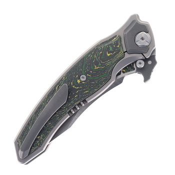 (No Box) Maxace XI Pocket Knife Titanium Handle Green Carbon Fiber Inlay CPM- S110V Blade Steel M02C