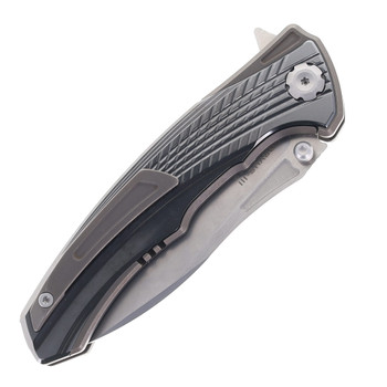 (No Box) Maxace Corvus III Folding Knife Gray Titanium Handle Zirconium Inlays M390 Blade MC301