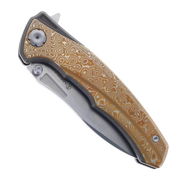 (No Box) Maxace Corvus III Folding Knife Titanium Handle Mokume Inlays M390 Blade MC303
