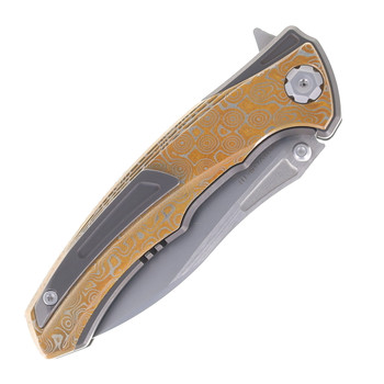(No Box) Maxace Corvus III Folding Knife Titanium Handle Mokume Inlays M390 Blade MC303
