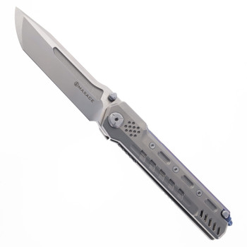 (No Box) Maxace Pterosaur Pocket Knife Stonewashed Titanium Handle Gray M390 Blade MPTS02
